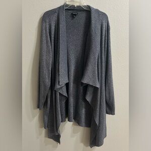 Shimmery Torrid Cardigan Size 5 (5X) Gray Silver Open Waterfall Elevated Basic